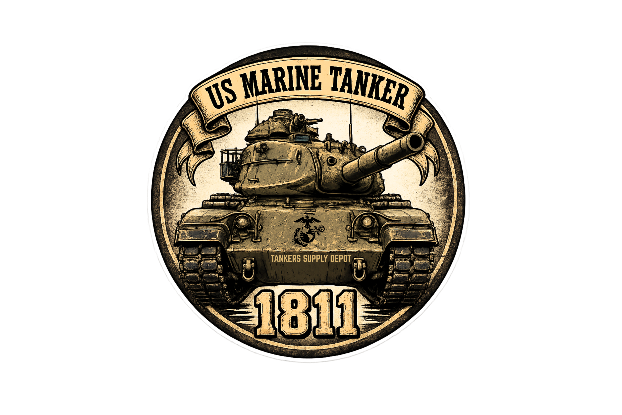USMC Tanker 1811 Sticker (4in Round) 3 for $25 (save $5.00) or $ 10 each.