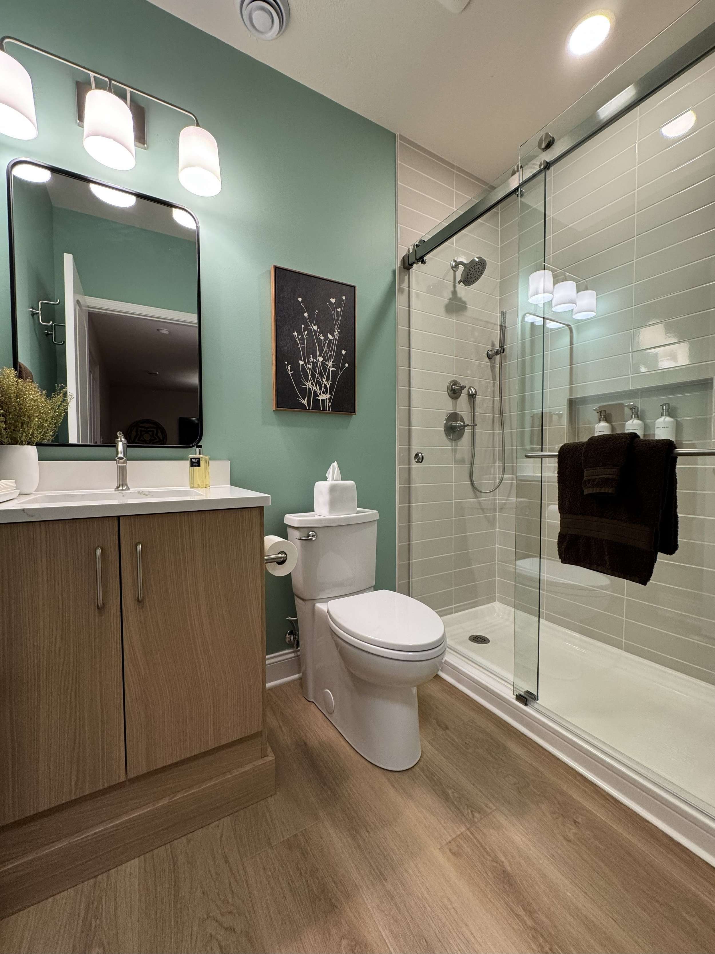 Basement Bathroom Remodel with Subway Tile Shower in Pittsburgh
