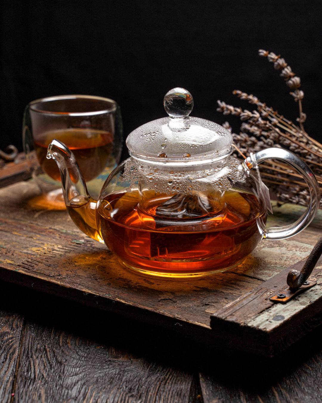 Teapots and cups for serving tea.