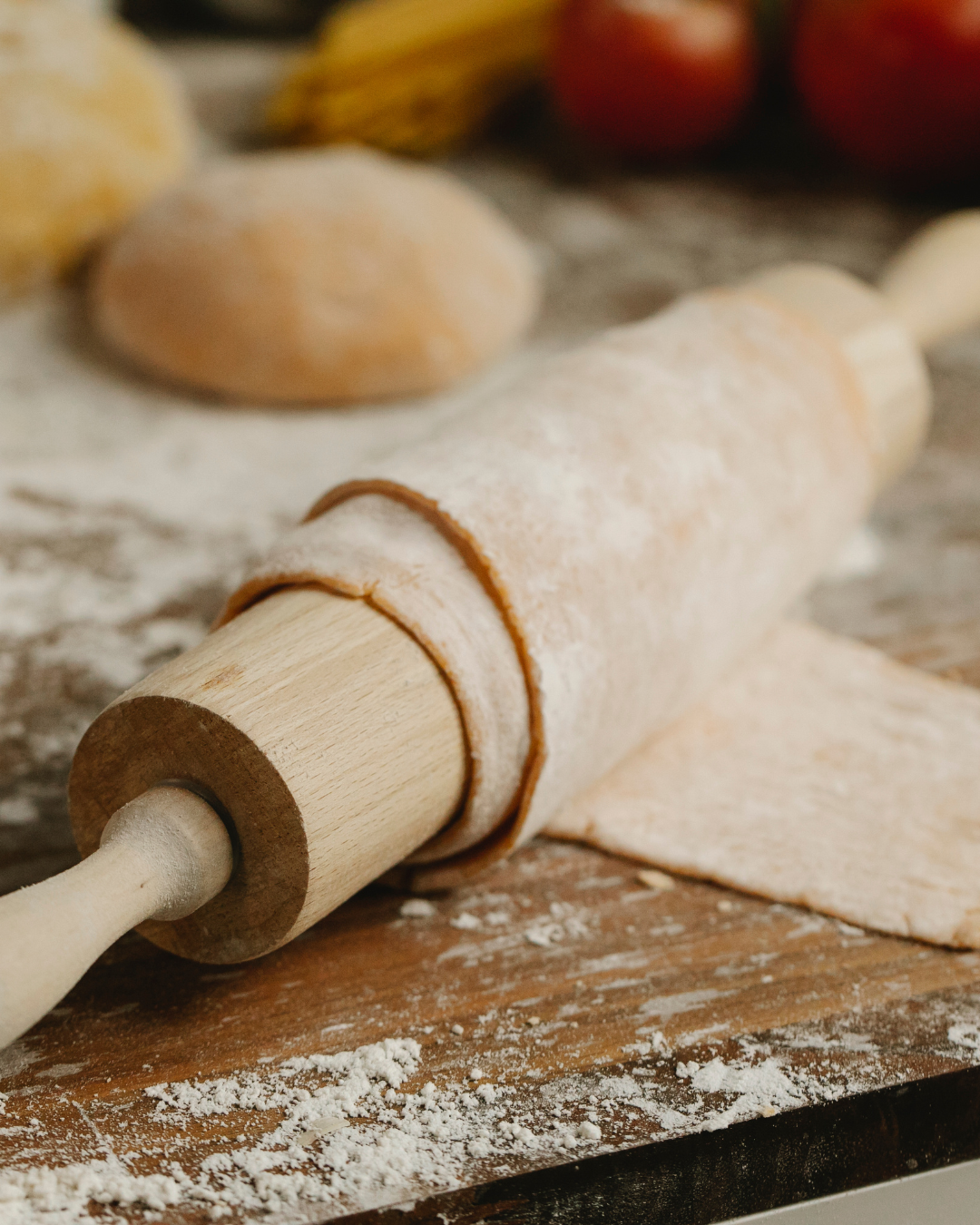 Rolling pins for shaping pie and pastry dough.