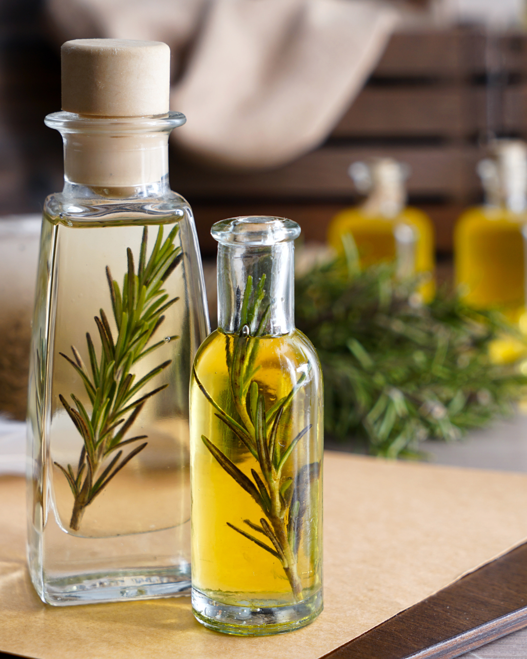 Oil and condiment bottles for cooking oils and vinegars.