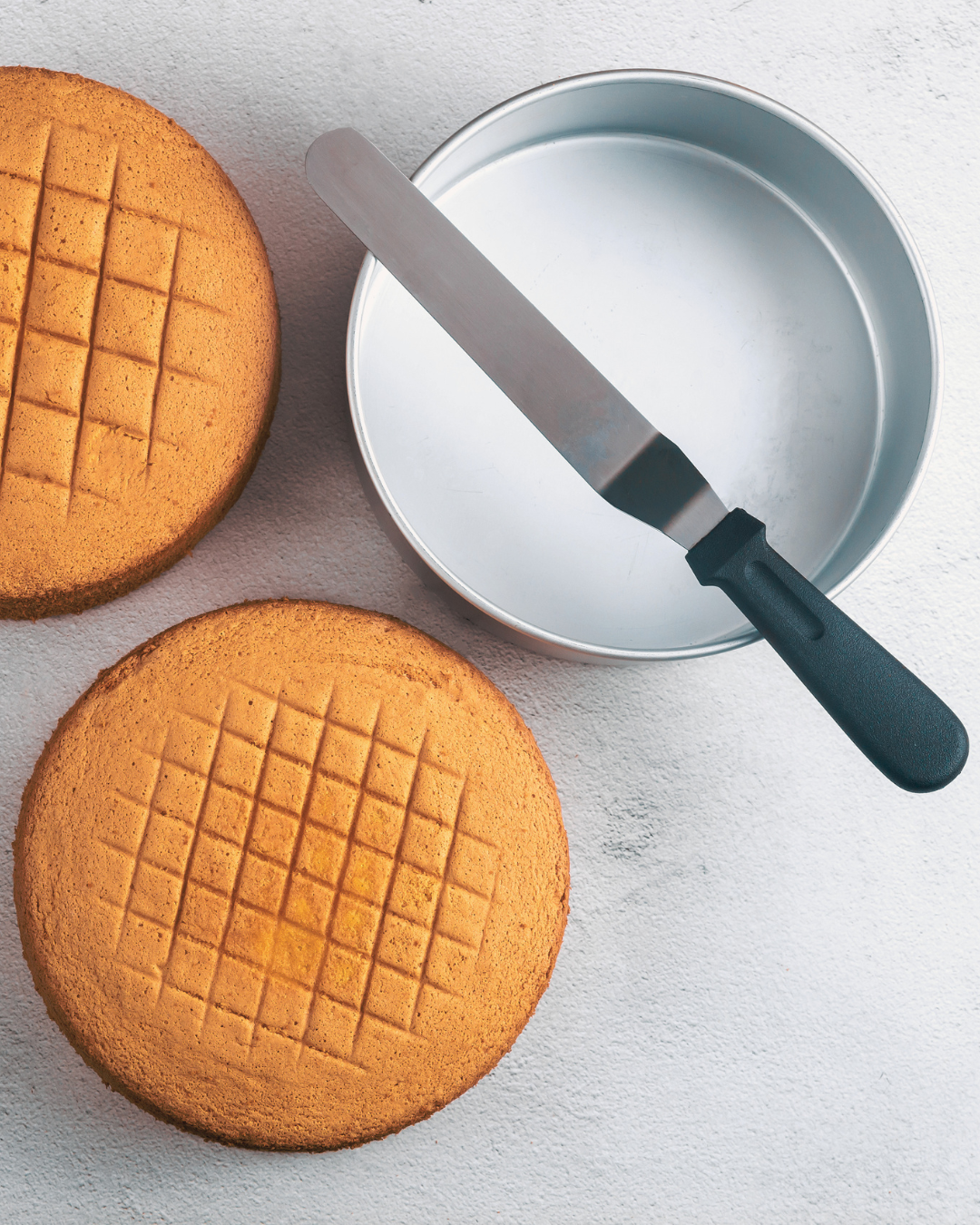 Offset spatulas for spreading batter and frosting.