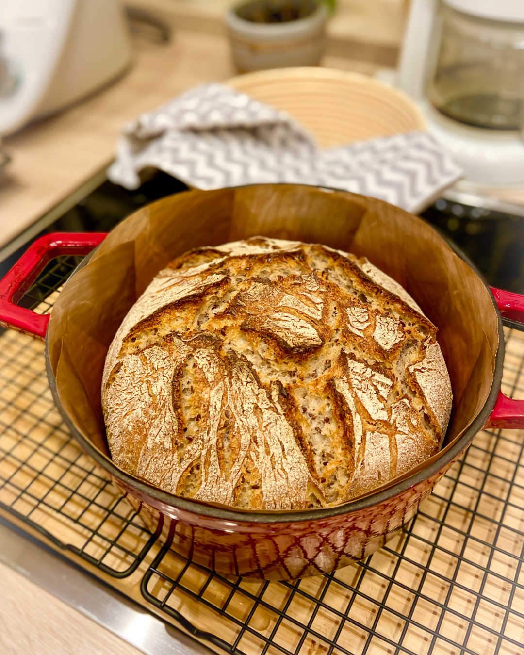 Bread baking pots for homemade loaves.
