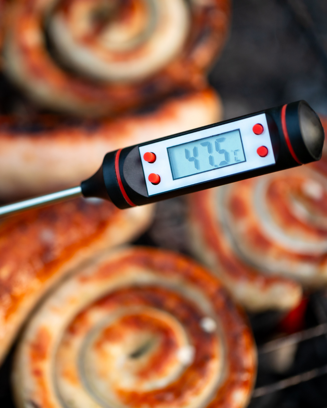 Digital kitchen thermometer for checking food temperature while cooking.