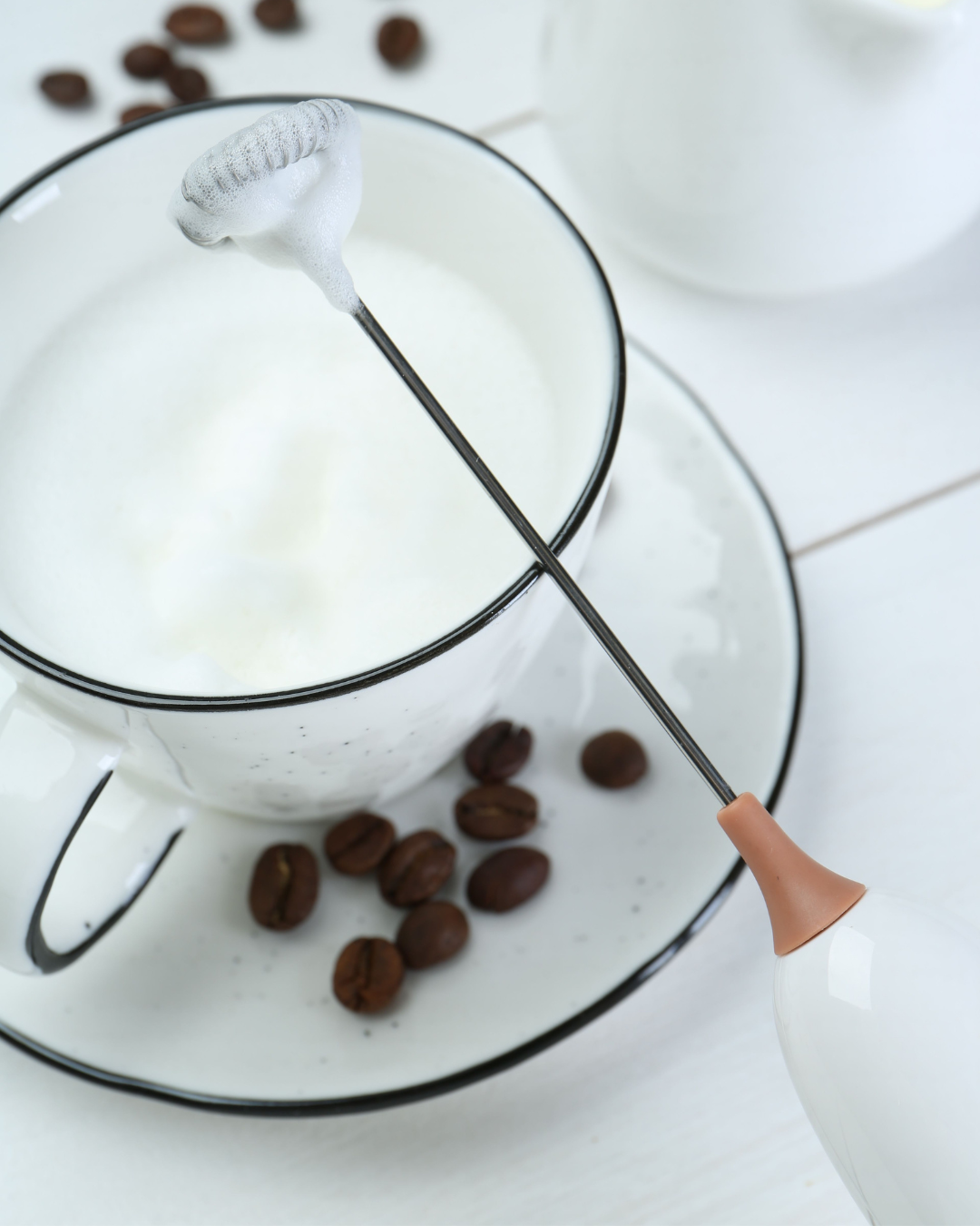 Milk frothers for creating foam in drinks.