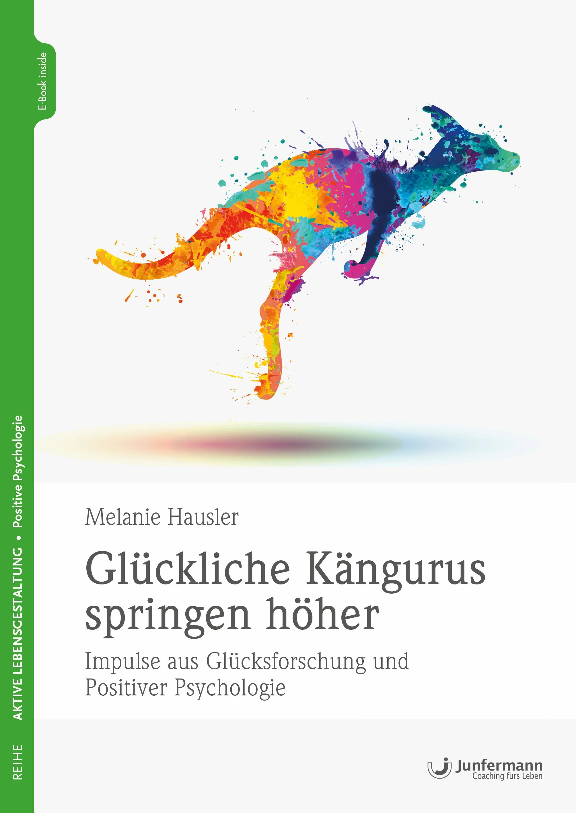 Buchcover mit buntem, wasserfarbenähnlichem Känguruillustration
