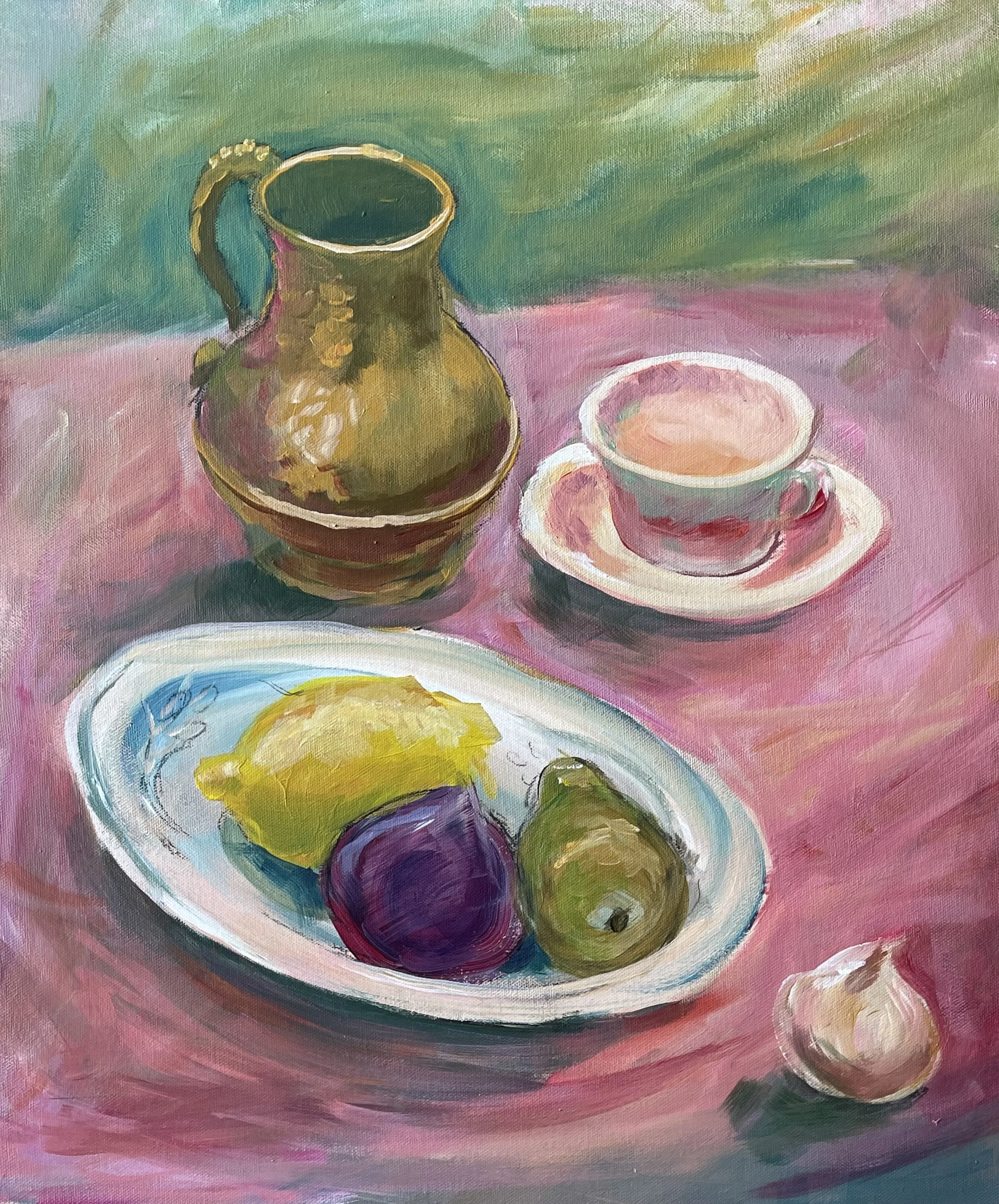 Tea and Fruits   (acrylic on canvas / 2025)