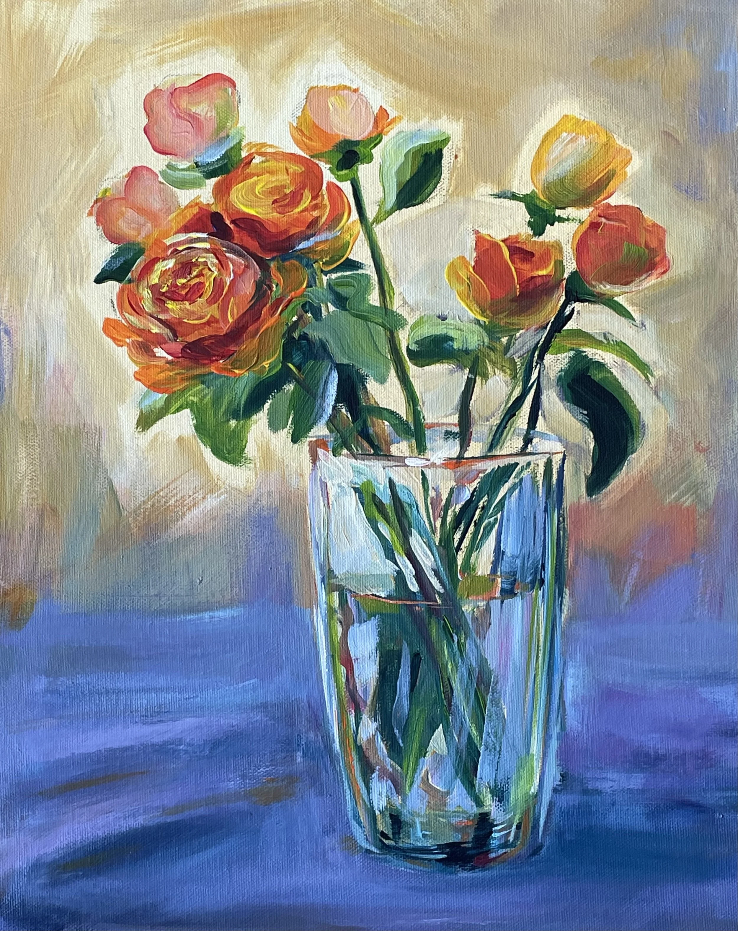 Roses in Vase   (acrylic on canvas / 2025)