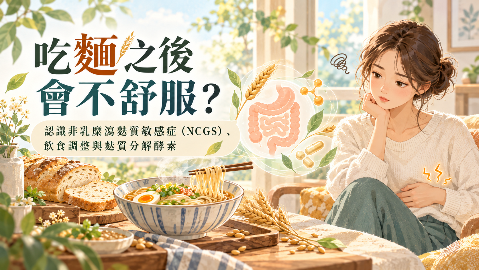 吃麵之後會不舒服？認識非乳糜瀉麩質敏感症（NCGS）、飲食調整與麩質分解酵素