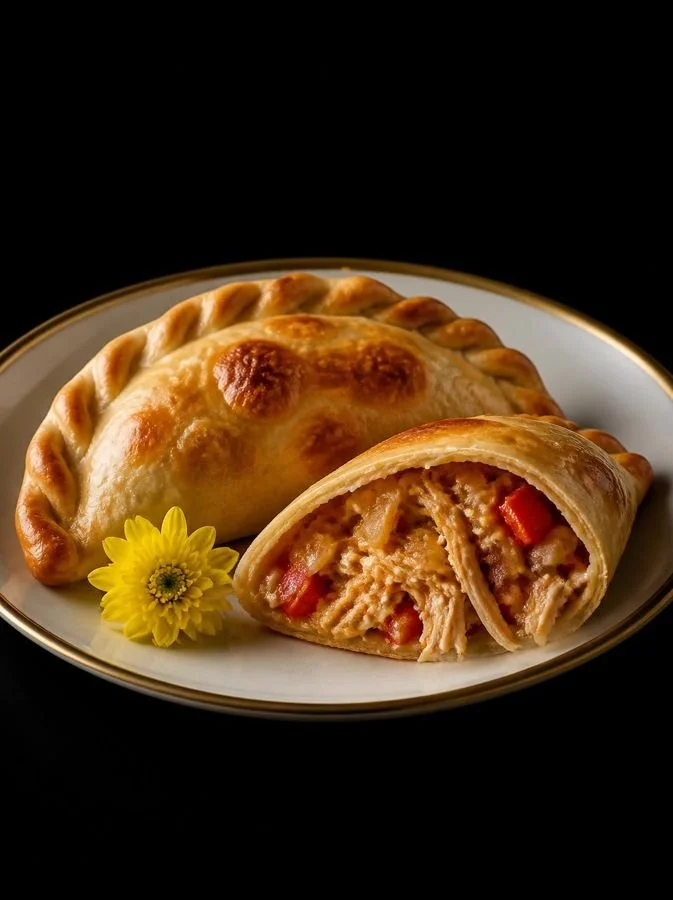 Chicken empanada cut open