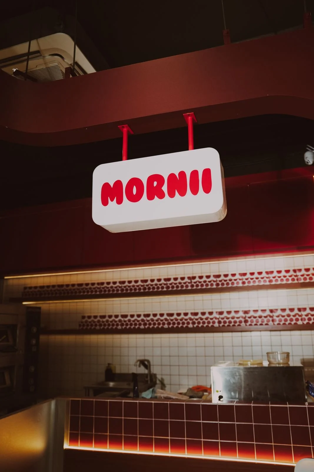 The Mornii sign hanging inside the shop
