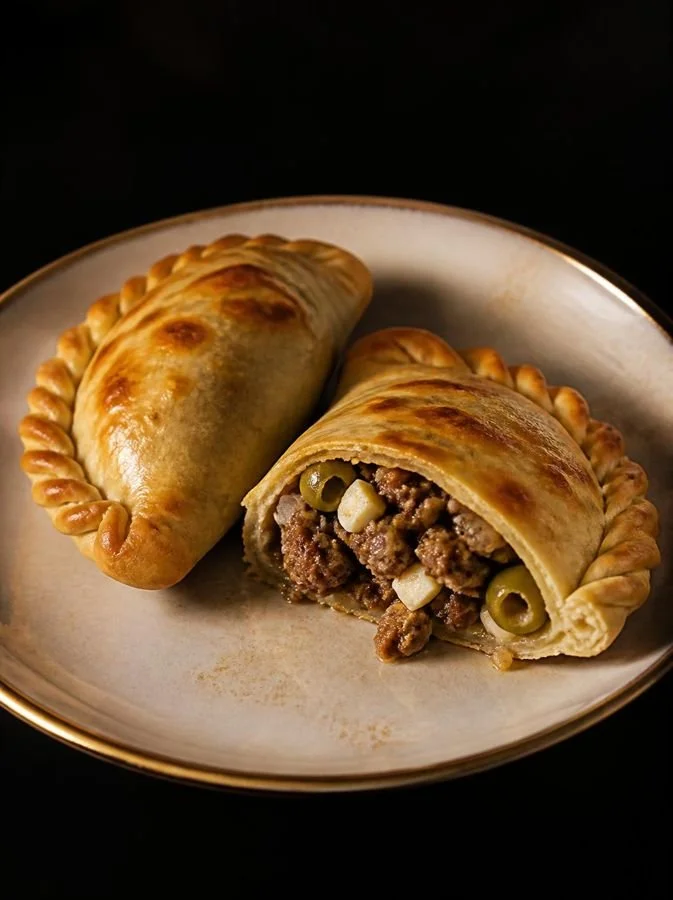 Beef empanada cut open