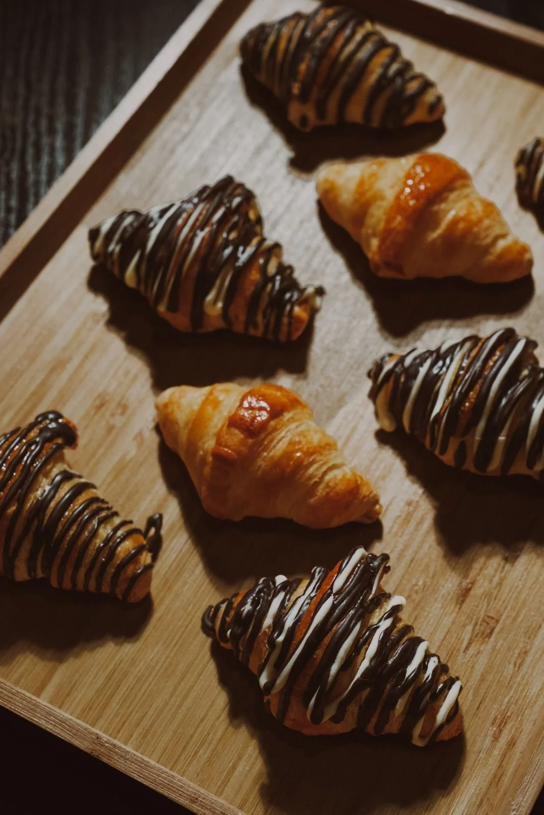Mini butter croissants on a tray