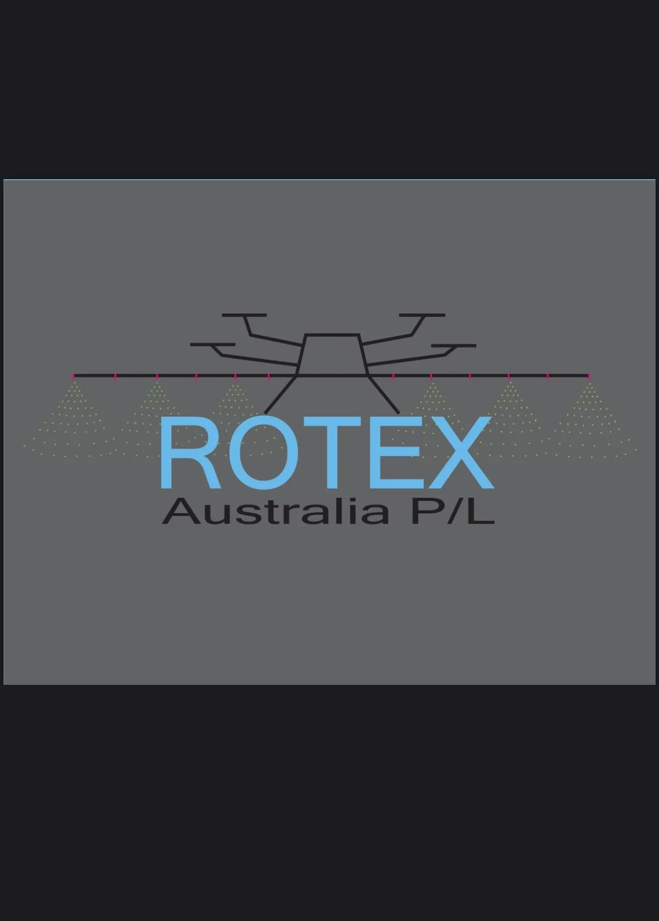Logo for ROTEX Australia P/L featuring a stylized insect with six legs and antennae, with yellow dotted lines representing light projections, on a gray background.