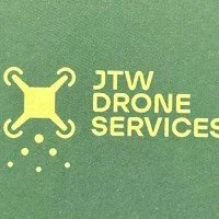 Green background with logo featuring a drone icon and the text 'JTW Drone Services'
