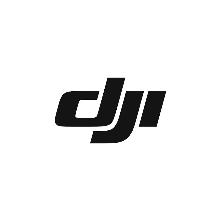 Black and white DJI logo on a white background.