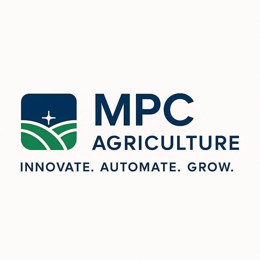 MPC Agriculture logo with green and blue icon of fields and a cross, and the words "MPC Agriculture" with the tagline "Innovate. Automate. Grow."