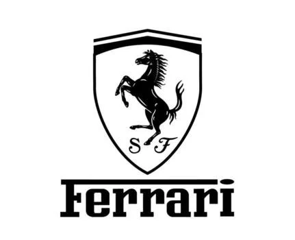 The Ferrari logo featuring a black prancing horse on a shield with the letters 'S' and 'F' and the word 'Ferrari' below.