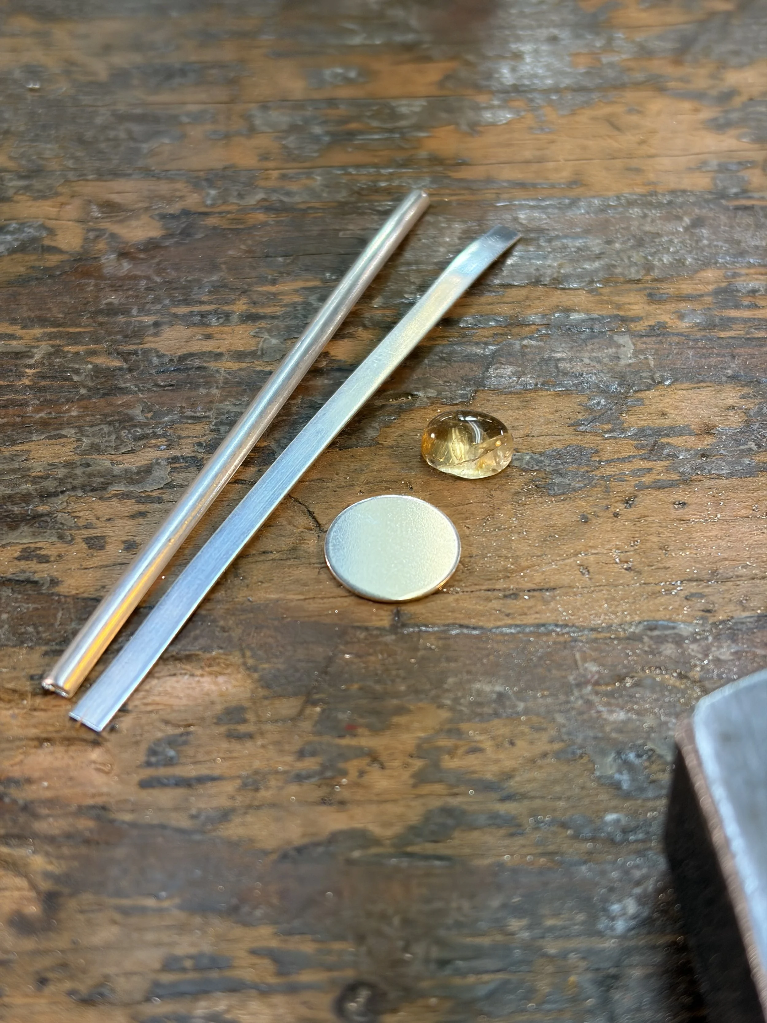 Making silver ring. Citrine. Workbench Silversmith. Canada. 