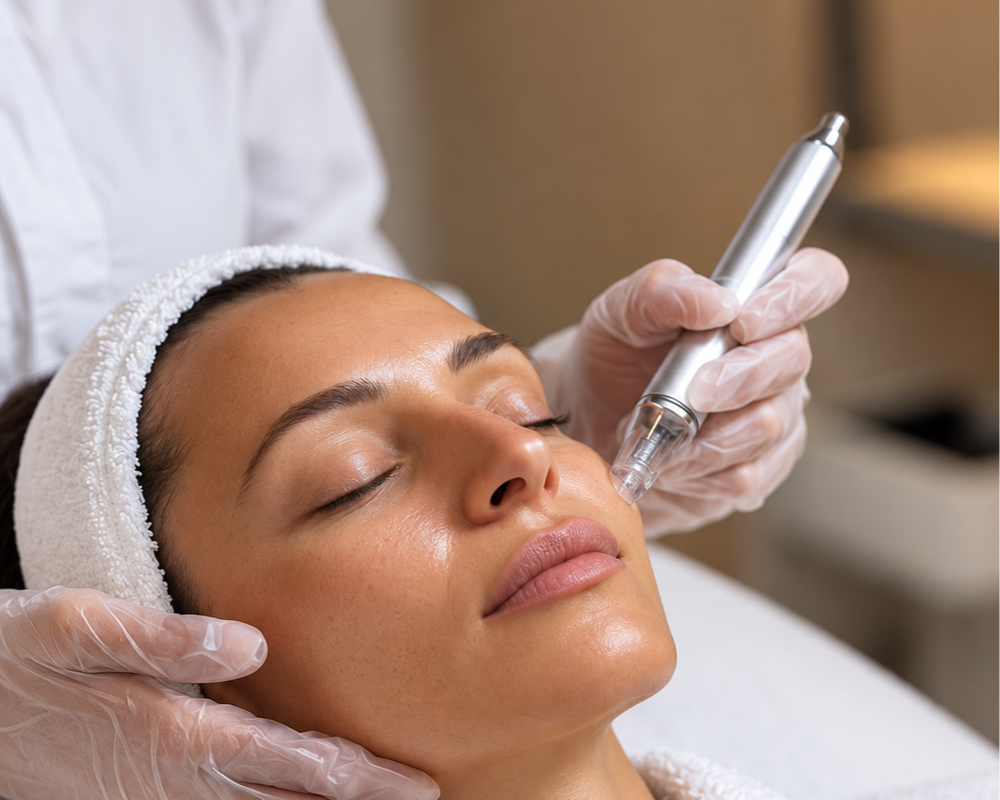 Facial skin-care treatment with a handheld device