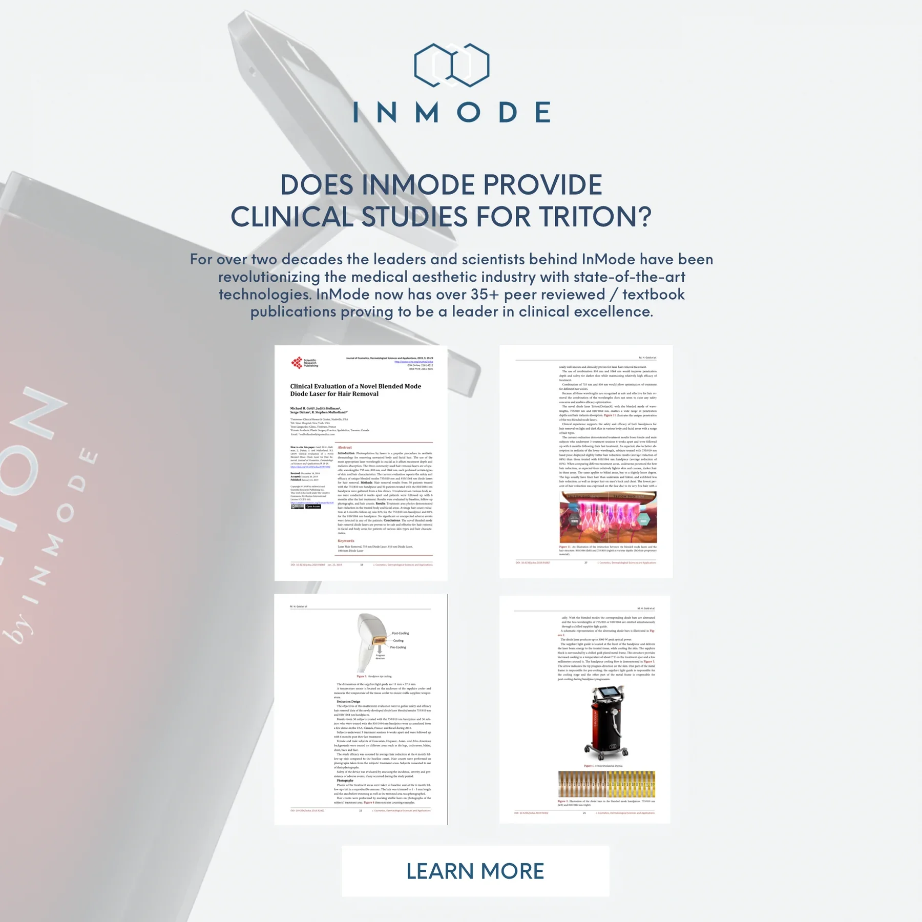 TRITON by InMode laser hair removal clinical research and published studies supporting multi-wavelength hair reduction technology at Zvir Esthetics in Brooklyn, NY.