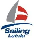 Sailing Latvia logo featuring a stylized sailboat with red, white, and gray sails, and the text 'Sailing Latvia' below.