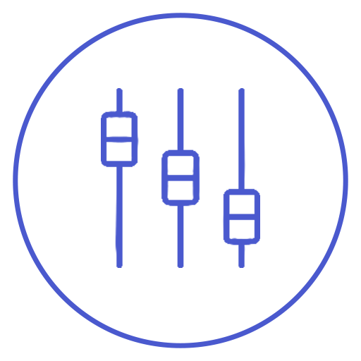 Icon of three vertical sliders representing audio or sound settings.