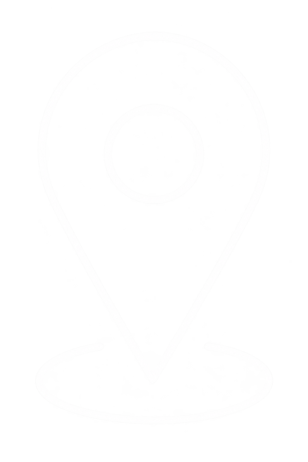 Ícone de localização ou marcador sobre um mapa, com um contorno branco e fundo transparente.