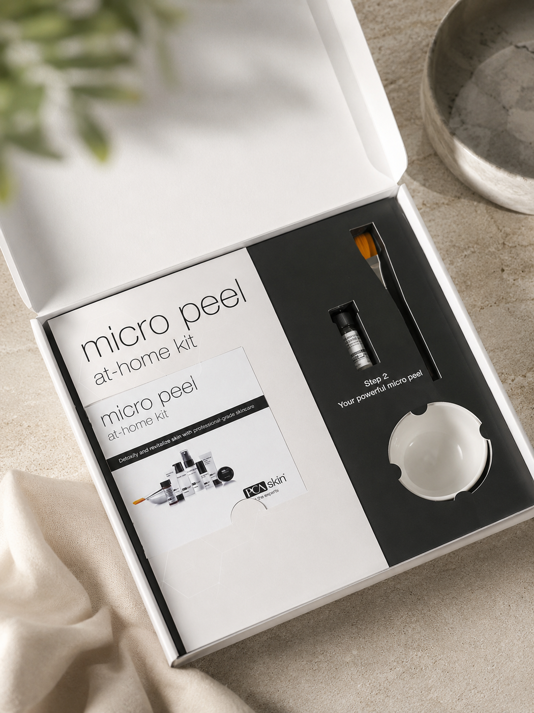 A stunning image of a micro peel at-home kit by PCA Skin displayed at a skin clinic in bournemouth