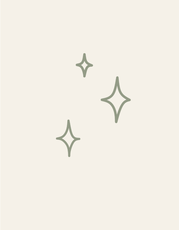 Three minimalist star-shaped sparkles on a beige background.