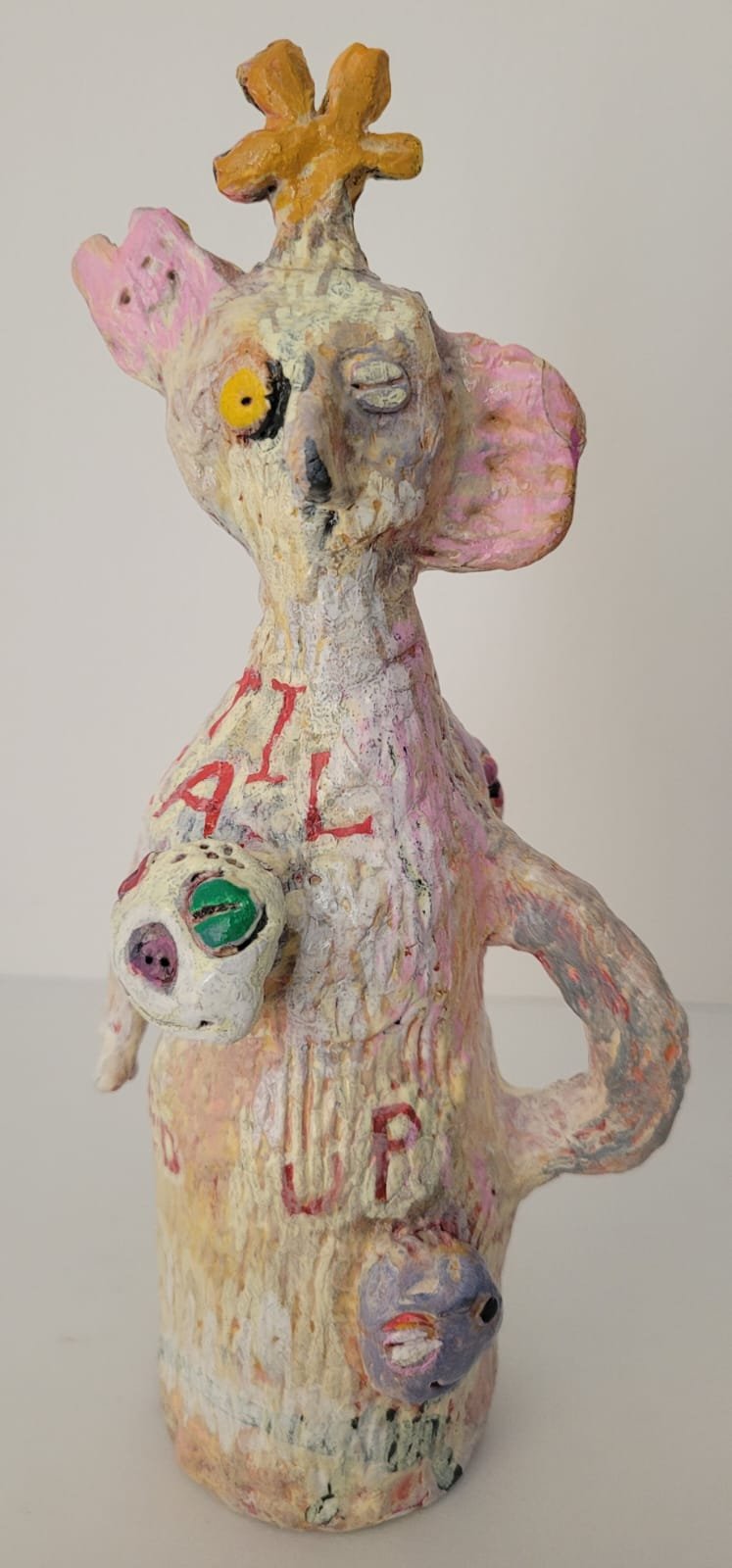 Poly S (two sides) 2026 clay and mixed media 6"x10" (15x26cm)