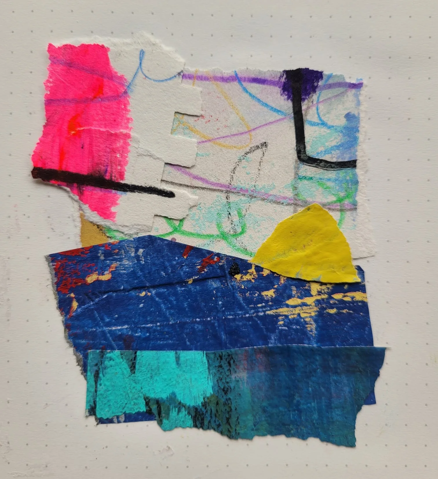 Dive Deep 2026 mixed media on paper approx 3"x4" (7x10cm)