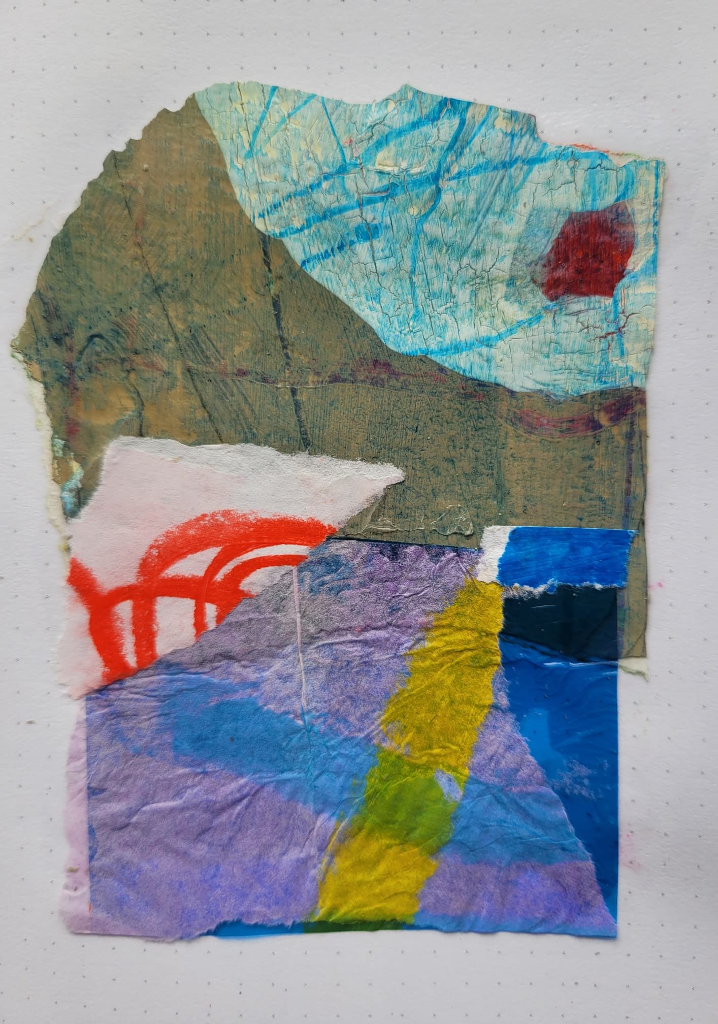 Moon 2026 mixed media on paper approx 3"x4" (7x10cm)