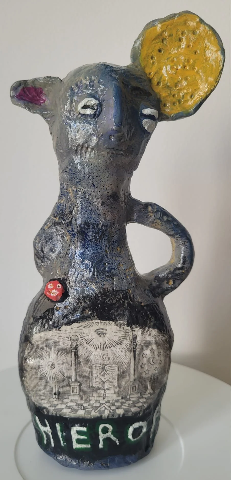 Sigmund (two sides) 2026 clay and mixed media 6"x9" (15x23cm)