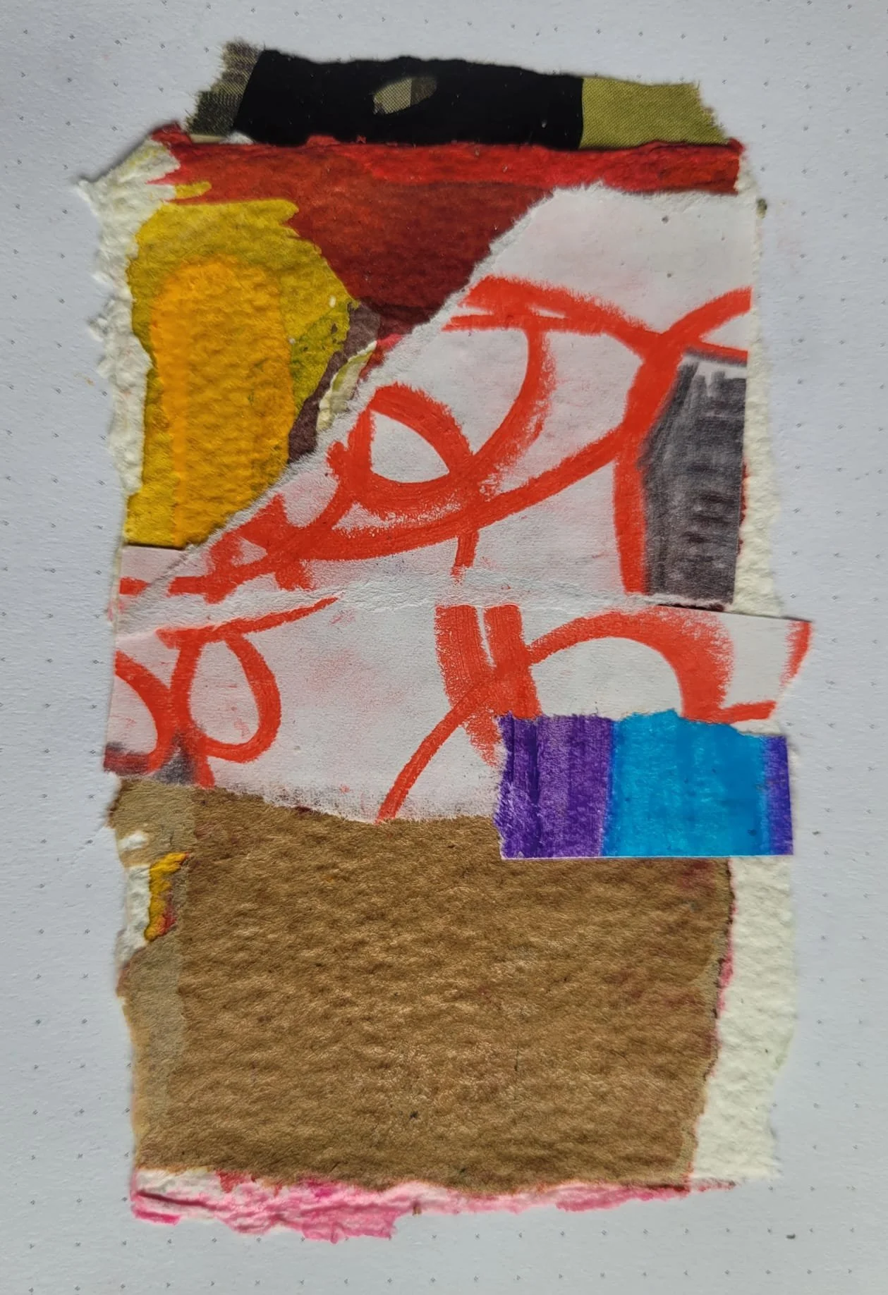 Punch High 2026 mixed media on paper approx 3"x4" (7x10cm)