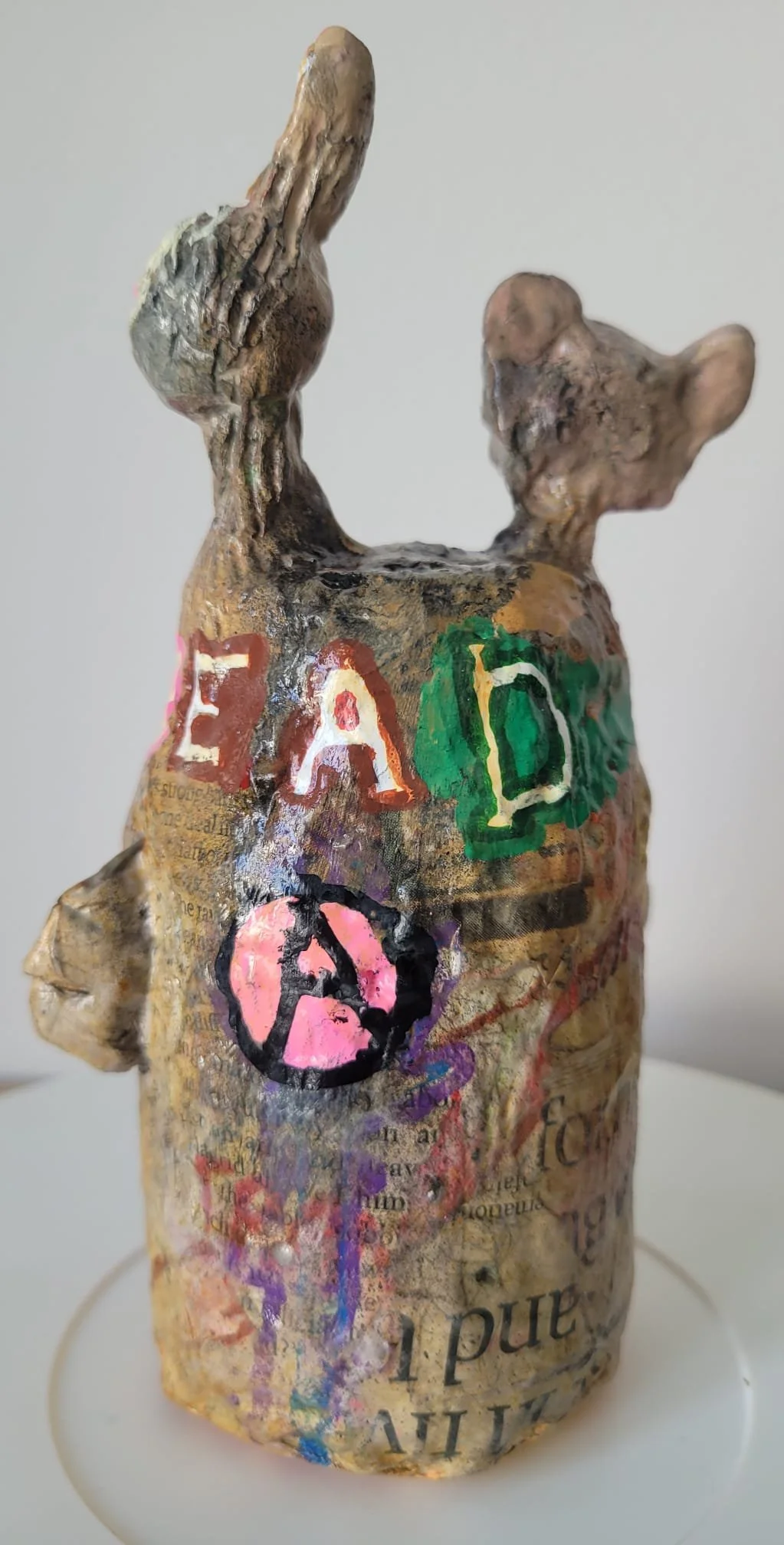Ed (two sides) 2026 clay and mixed media 6"x9" (15x23cm)