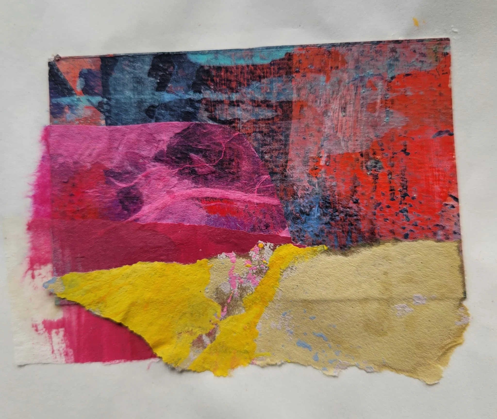 Fire Down 2026 mixed media on paper approx 4"x3" (10x7cm)