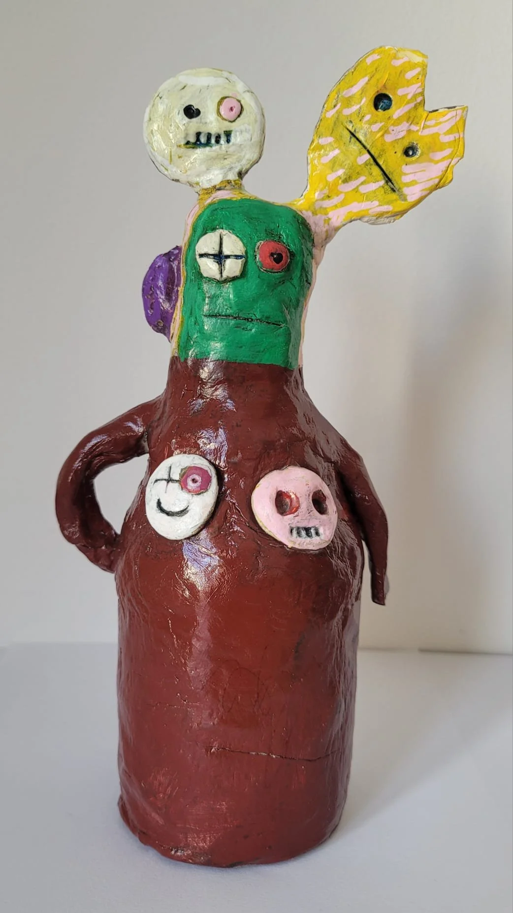 Vic Acid (two sides) 2026 clay and mixed media 6"x9" (15x23cm)