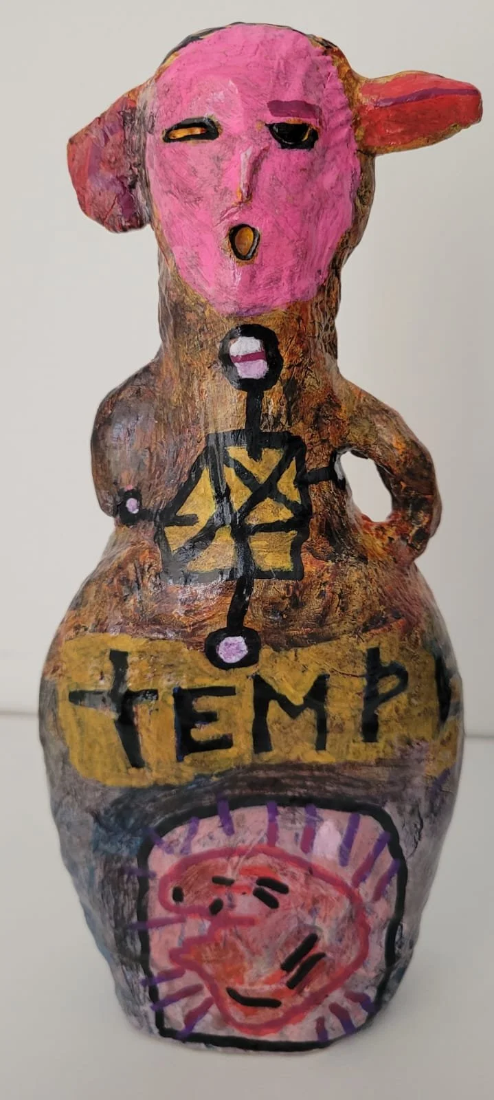 Meng Po (two sides) 2026 clay and mixed media 6"x10" (15x26cm)