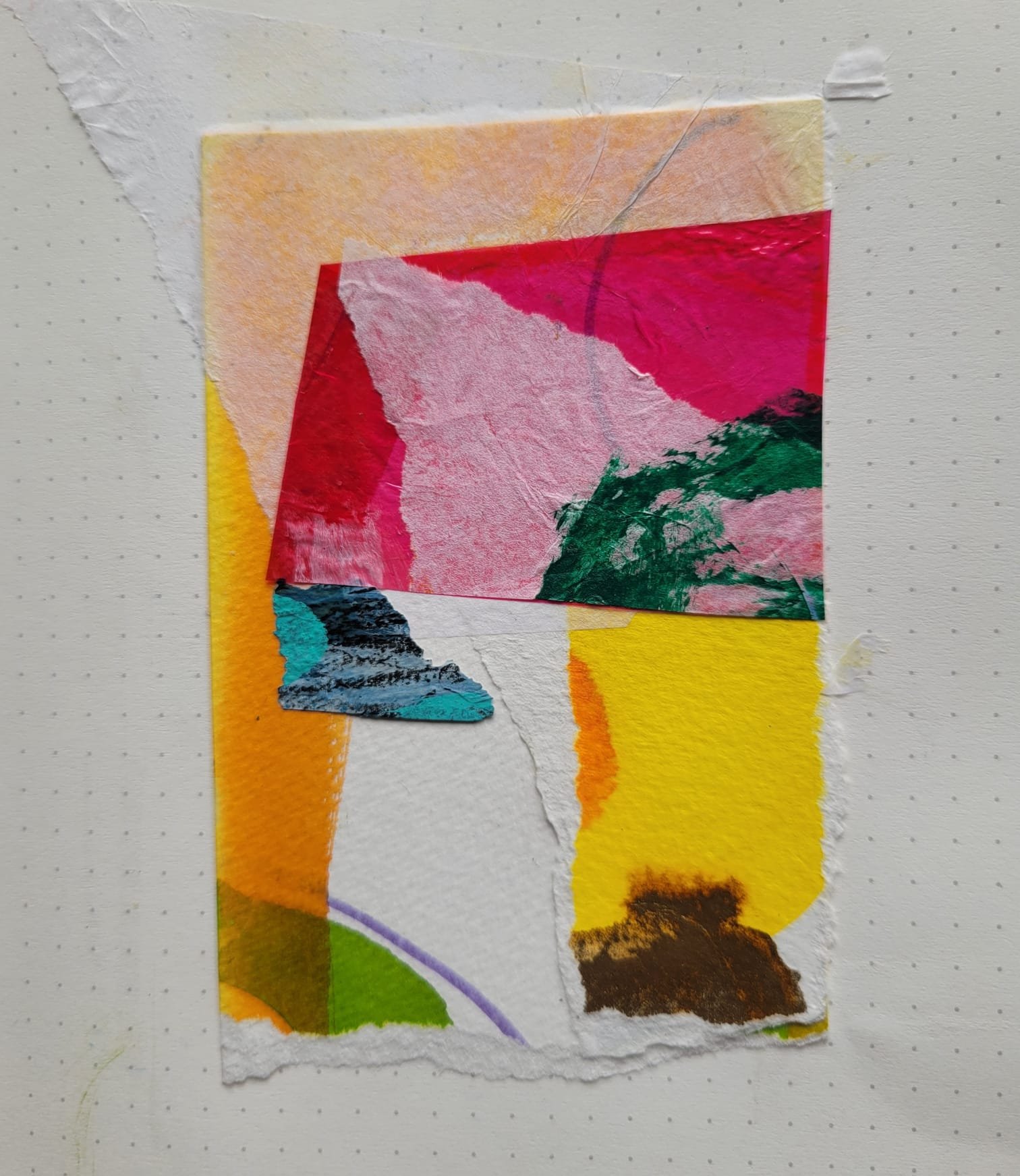 Dunes 2026 mixed media on paper approx 3"x4" (7x10cm)