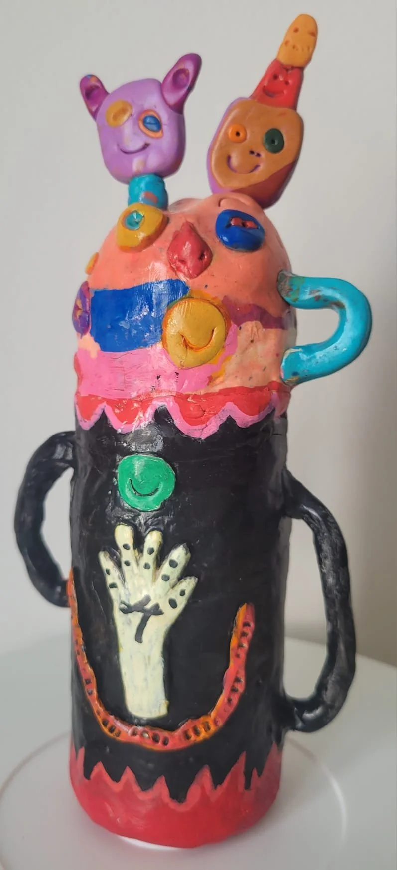 Jack Pudding 2026 clay & mixed media 4"x10" (10x26cm)