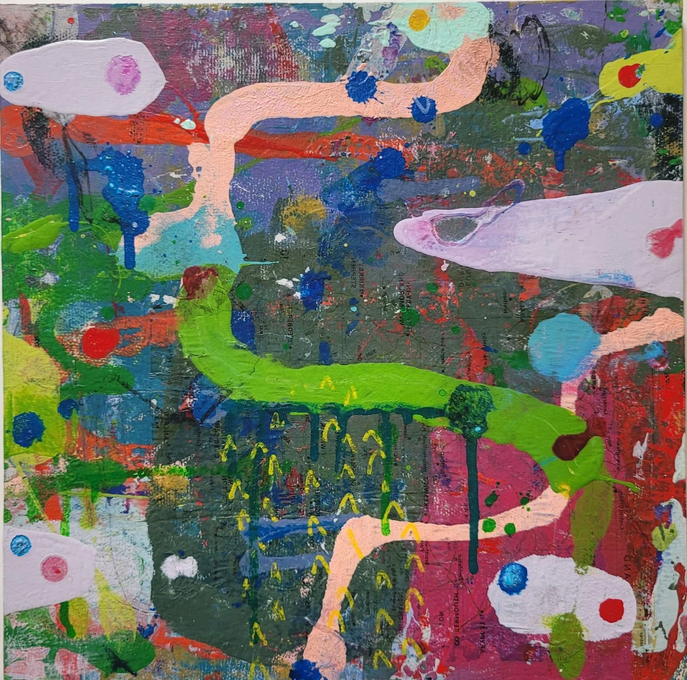 Underground Medecin 2026 mixed media on wood panel 12"x12" (30x30cm)