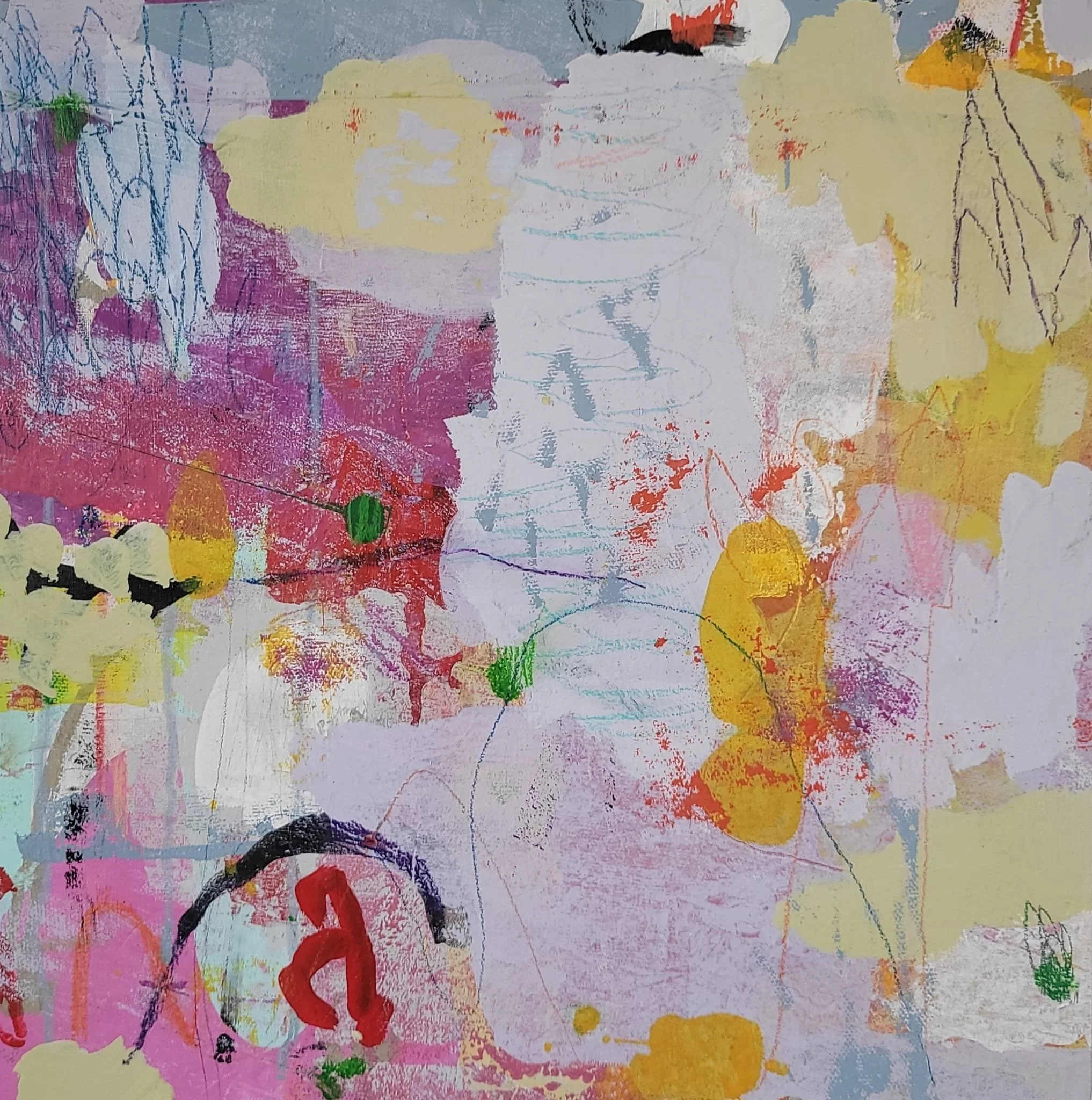 Seasonal Ebb 2026 mixed media on cradled wood panel 16"x16" (40x40cm)