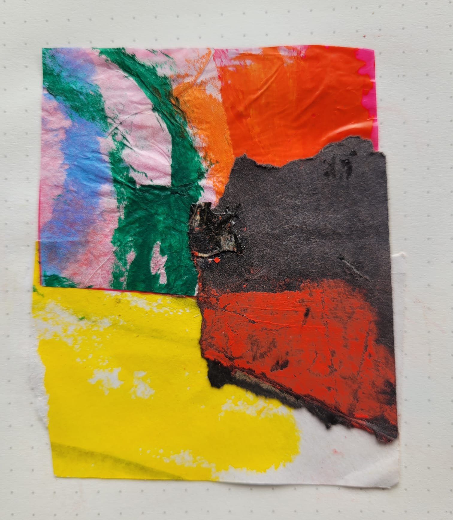 Scorcher 2026 mixed media on paper approx 3"x4" (7x10cm)