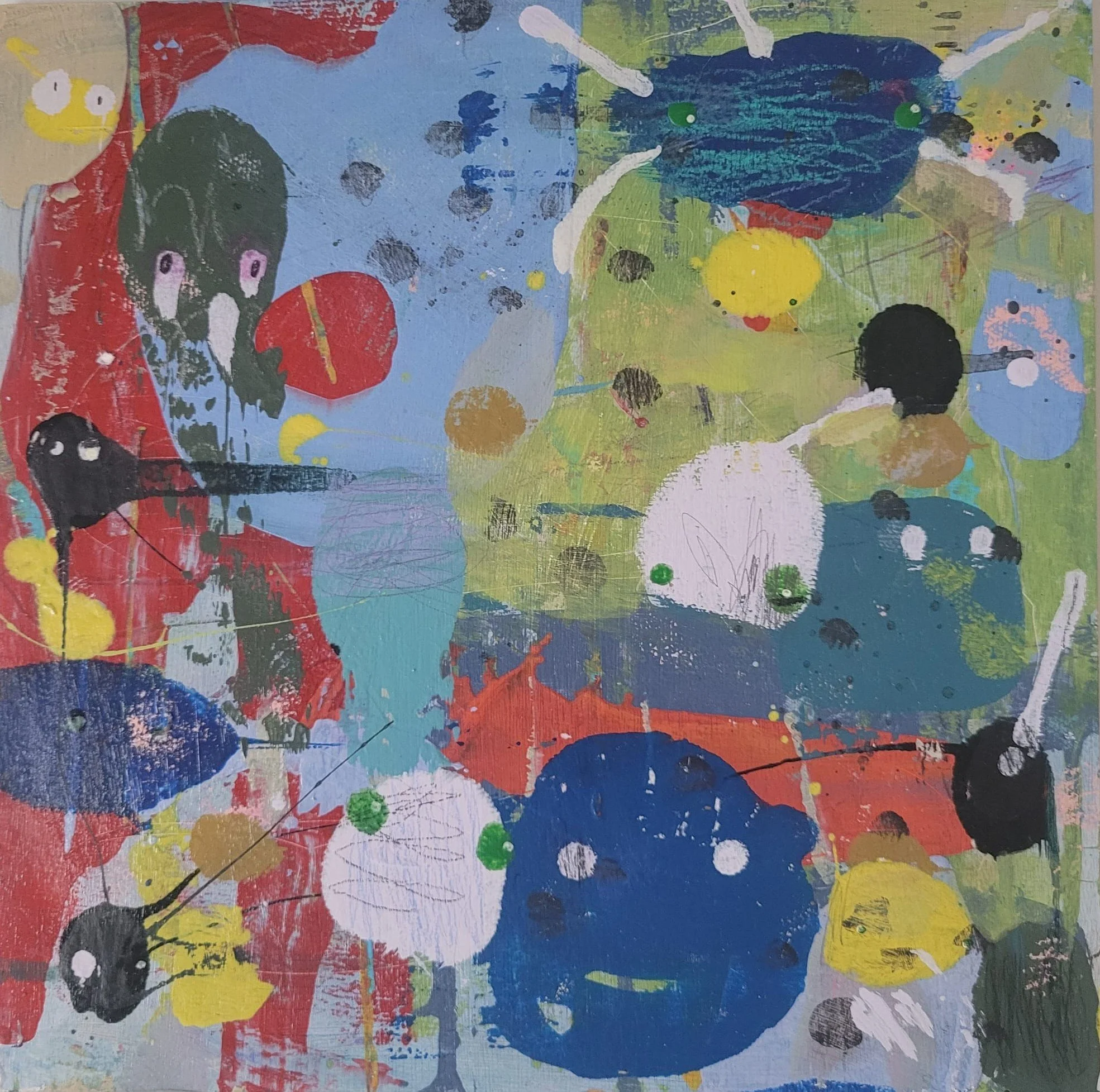 Where is My Mind 2026 mixed media on wood panel 12"x12" (30x30cm)