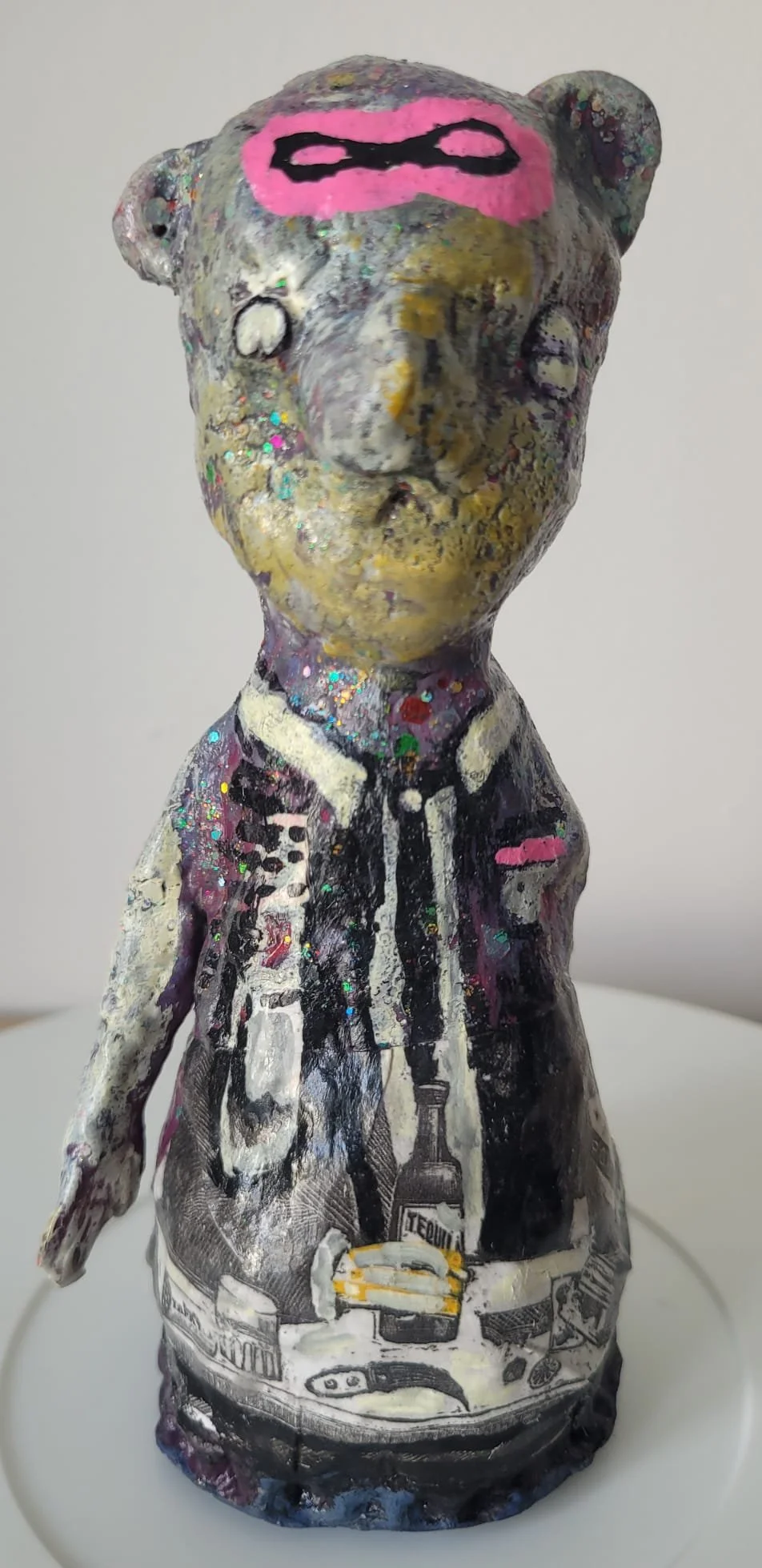 Frank (two sides) 2026 clay and mixed media 6"x8" (15x20cm)
