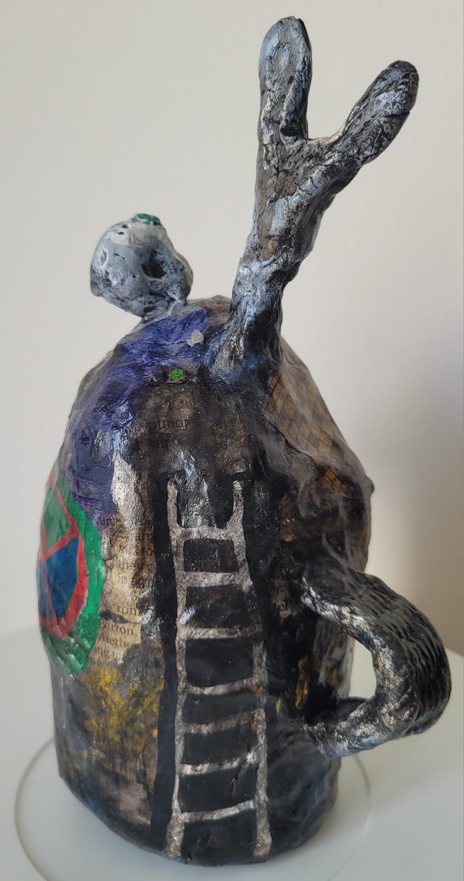 Hector (two sides) 2026 clay and mixed media 8"x10" (20x26cm)