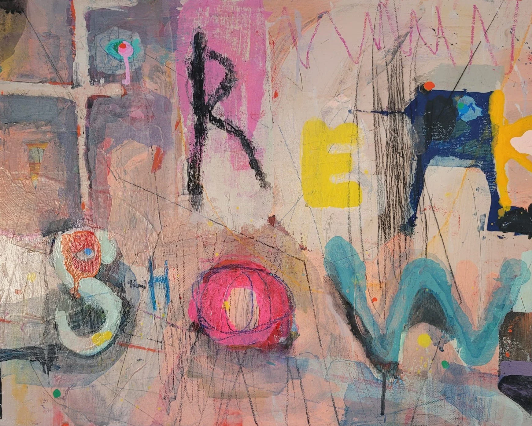 Freak Show mixed media on canvas  20"x16" (50x40cm)