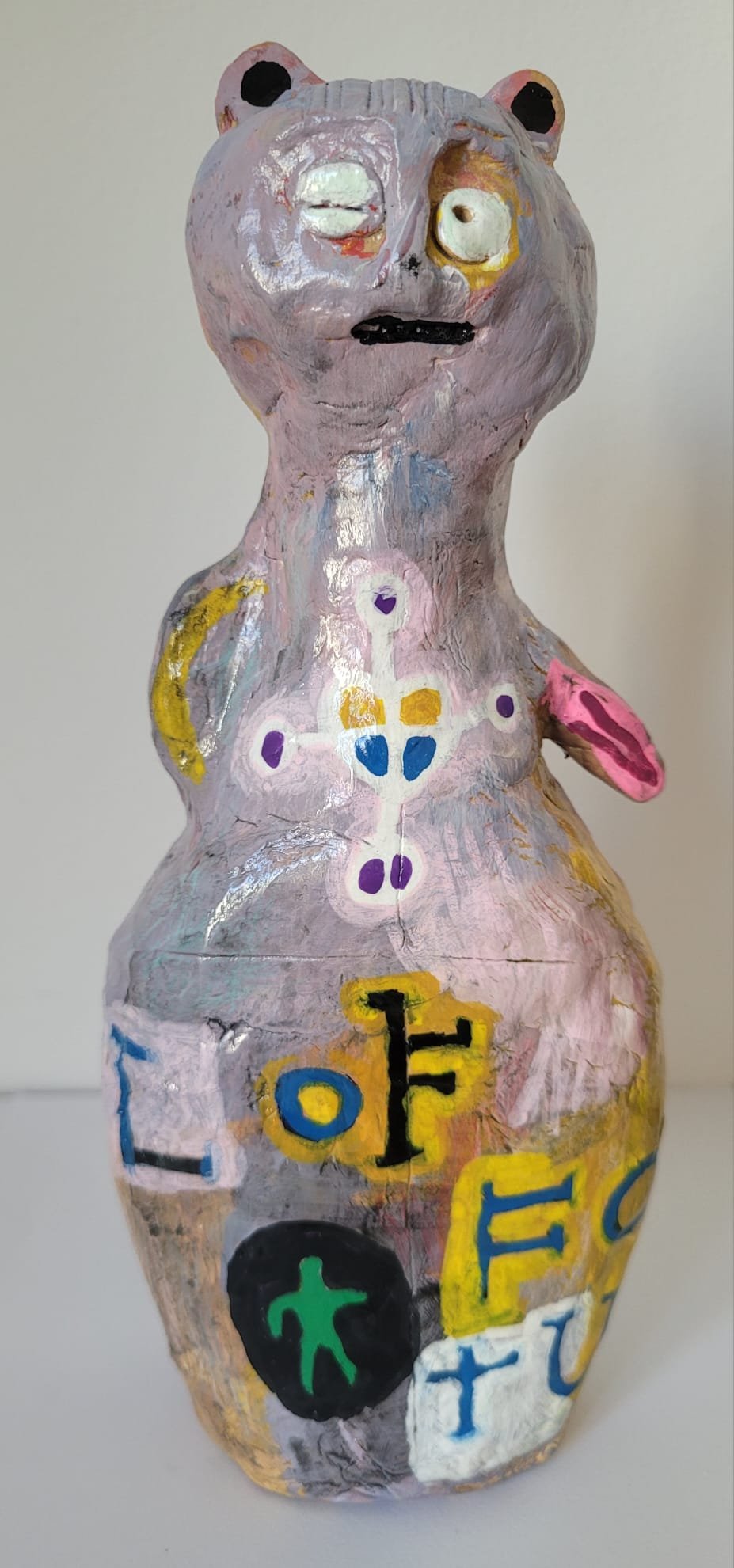 Noor (two sides) 2026 clay and mixed media 6"x9" (15x23cm)