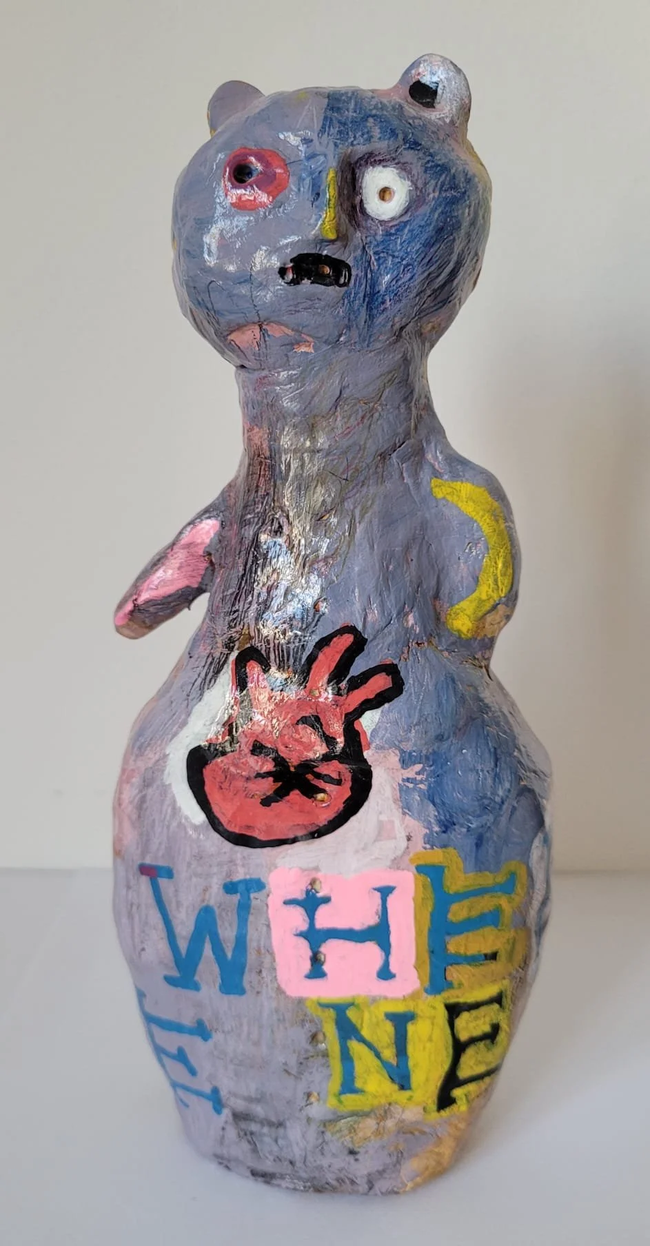 Noor (two sides) 2026 clay and mixed media 6"x9" (15x23cm)